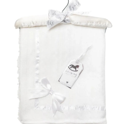 Rock A Bye Baby Christening Shawl With Bow White W23986