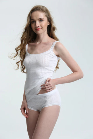 White Swan Ladies Fancy Knit  Cotton Camisole WL206