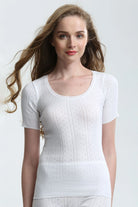 womens  white  swan short  sleeved  vest