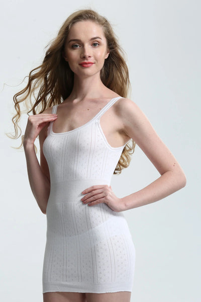 White Swan Long French Neck Cotton Vest