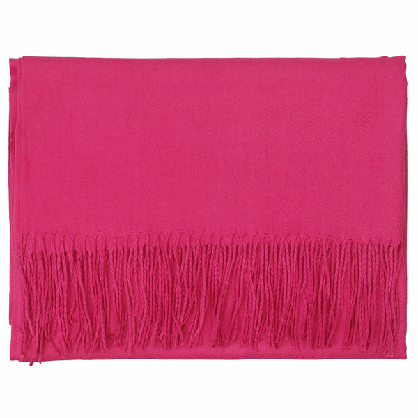 Zelly Pashmina with Fringed Edge Hot Pink With Scarf Pin