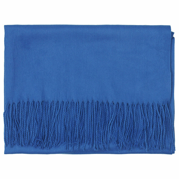 Zelly Pashmina with Fringed Edge Royal & Scarf Pin