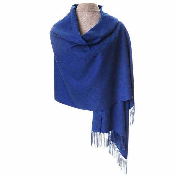 Zelly Pashmina with Fringed Edge Royal & Scarf Pin
