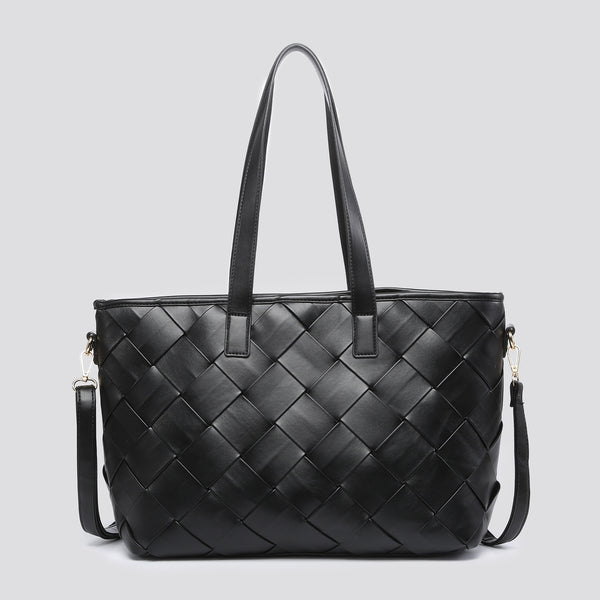 Ladies Large  Tote With Weaved Front HX2453