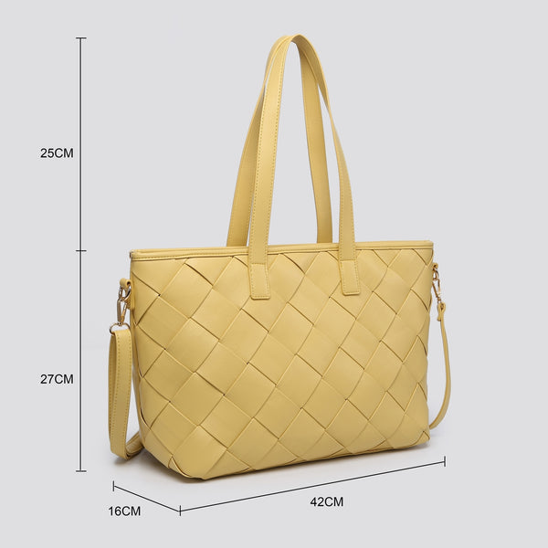 Ladies Large  Tote With Weaved Front HX2453