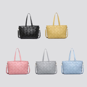 Ladies Large  Tote With Weaved Front HX2453