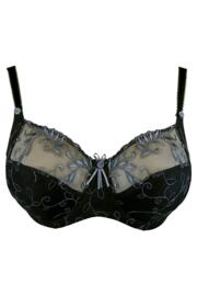 Pour Moi Imogen Rose Embroidered Underwired Bra - Black-Platinum