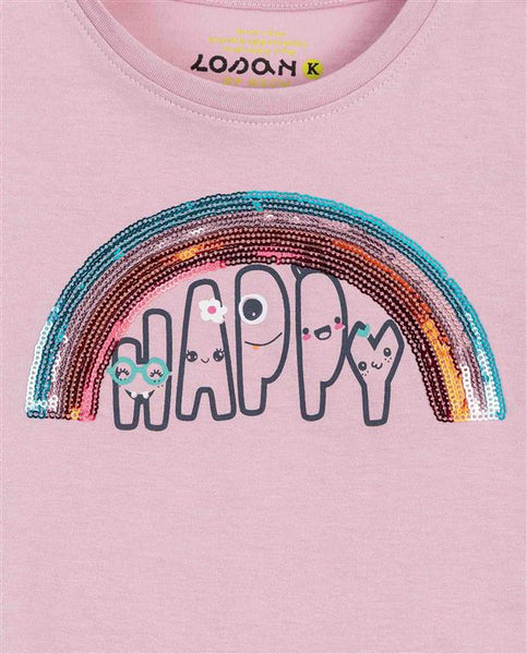 Losan Girls Short Sleeve Tshirt 316-1008AL Happy Rainbow