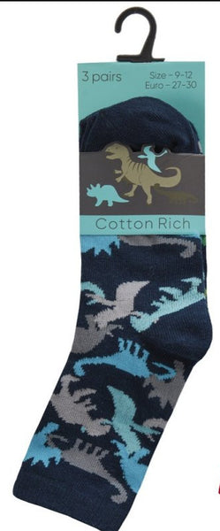 Boys 3 Pack Cotton Rich Design Ankle Socks 42B730