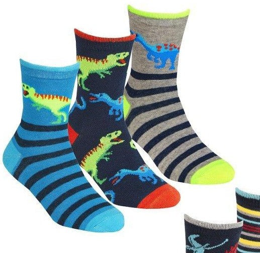 BOYS 3PK COTTON RICH SOCKS -DINOSAURS