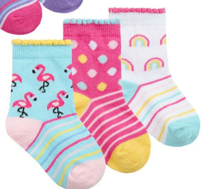 BABY GIRLS 3 PACK COTTON RICH DESIGN ANKLE SOCKS 44B926