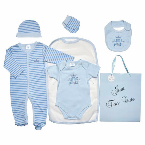 Baby Boy 6 Piece Gift Set Little Prince - Blue  45JTC9107