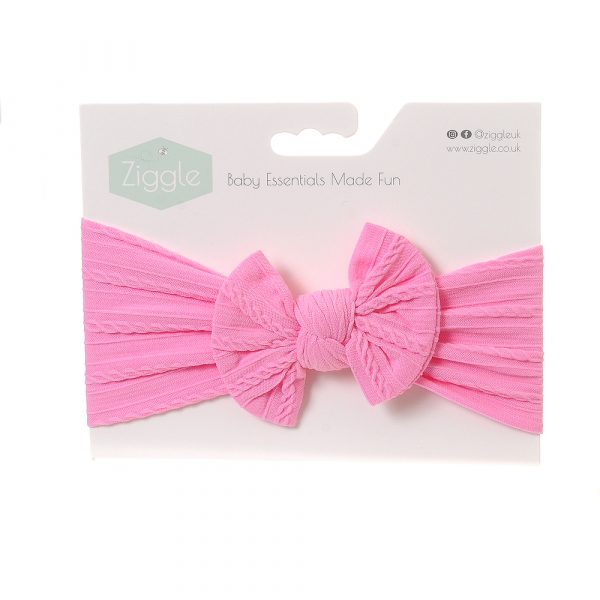 Ziggle Top Bow Turban Headband Bright Pink