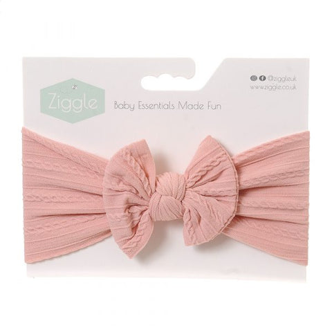 Ziggle Pale Pink Top Bow Turban Headband