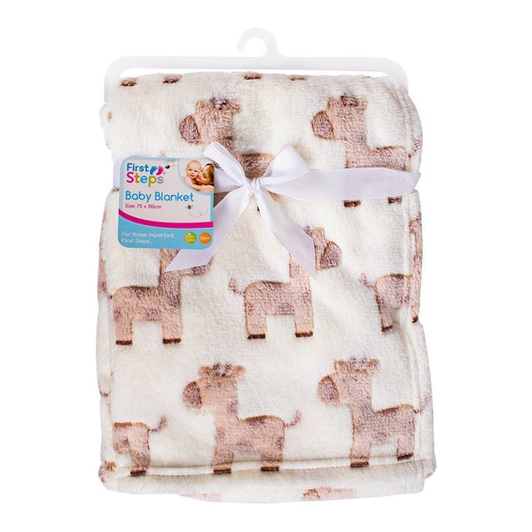 FIRST STEPS BABY BLANKET 75 X 100CM GIRAFFE Cream