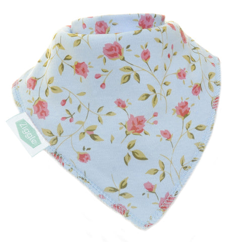 Bandana dribble bibs Vintage Blue Rose  by Ziggle