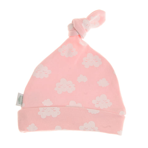 Ziggle Knotted Hat Pink Winking Clouds