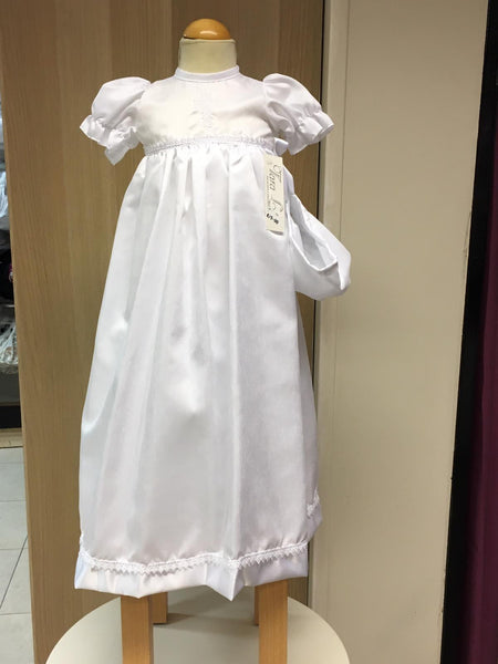 Unisex  christening  gown   long  white with  Celtic cross