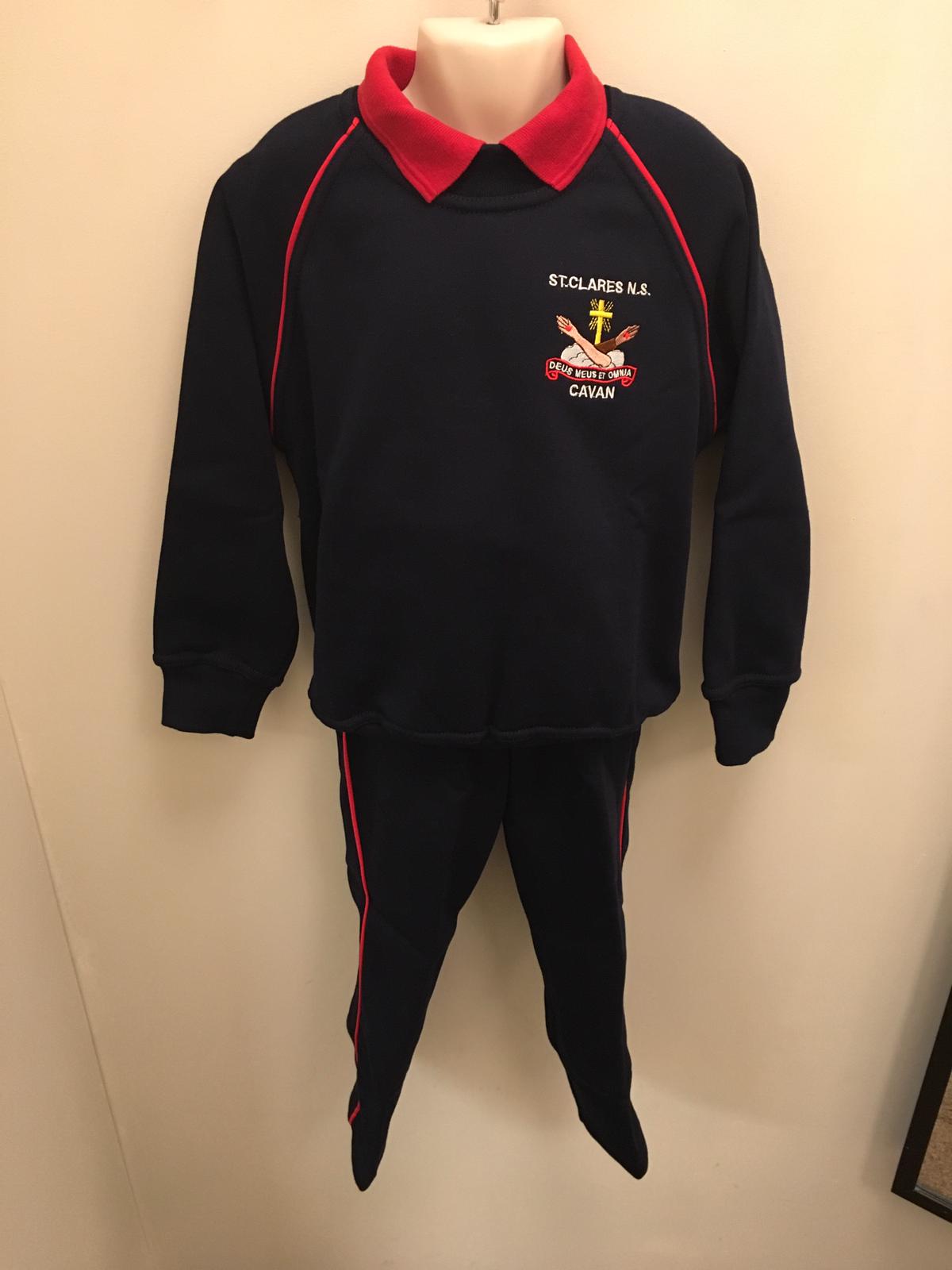 St  Clare's N.S.  Complete  Tracksuit with straight leg bottoms