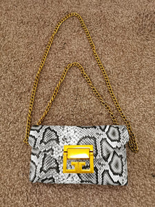 Snake Print Purse  with   Chain  Strap  & Belt