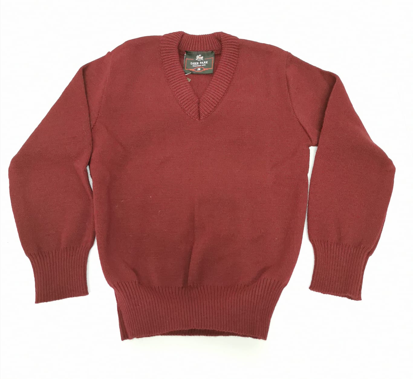 wine plain v neck school jumper