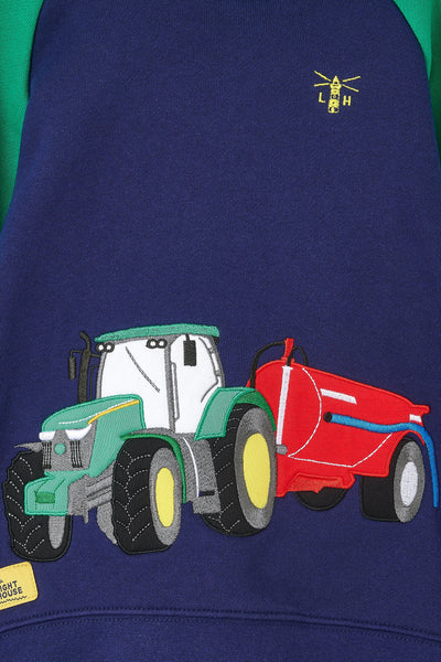 Little Lighthouse Boy's Jack Hoodie - Green Tractor Slurry