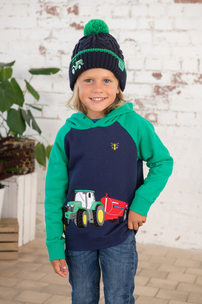 Little Lighthouse Boy's Jack Hoodie - Green Tractor Slurry