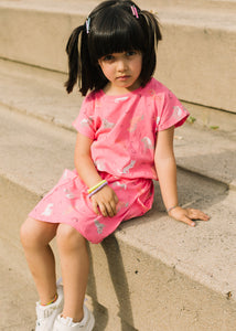 Losan Girls Print Dress 316-7005AL Light Strawberry