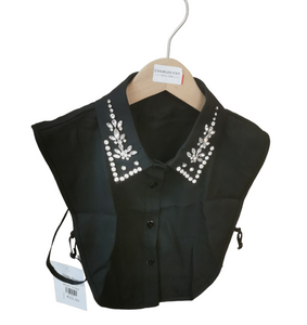 Ladies Black Plain Collar with diamontes 14366.