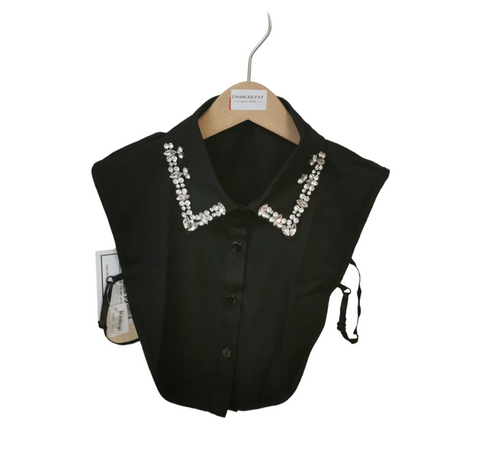 Ladies Black Plain Collar with diamontes 14364.