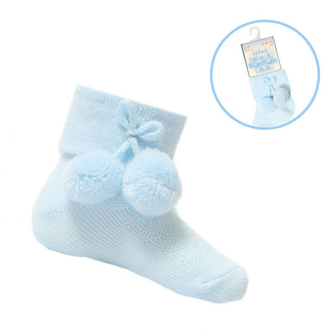 Soft Touch Boys Pom Pom Ankle Socks S10-B Blue