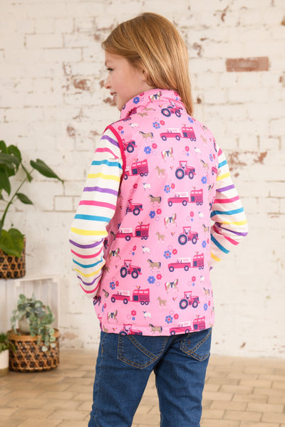 Little Lighthouse Alex Gilet - Blush Pink Farm Print