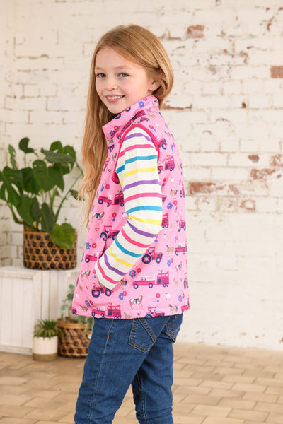 Little Lighthouse Alex Gilet - Blush Pink Farm Print
