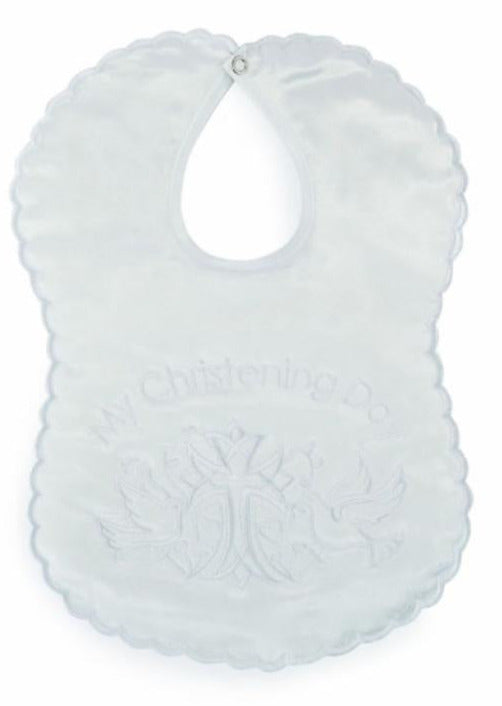 Christening bib white long  length ST5176