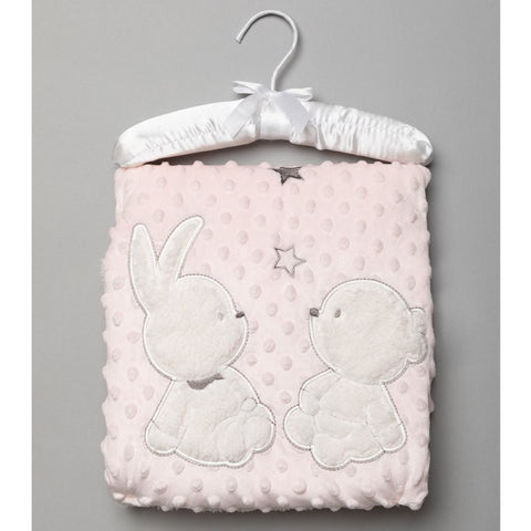 ROCK A BYE BABY BABY SKY DIMPLE WRAP WITH SHERPA BACKING ON A SATIN PADDED HANGER T19992