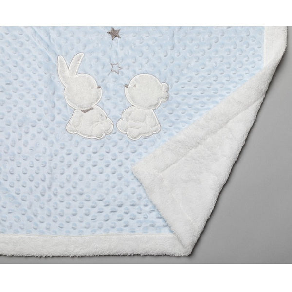 ROCK A BYE BABY BABY SKY DIMPLE WRAP WITH SHERPA BACKING ON A SATIN PADDED HANGER T19993