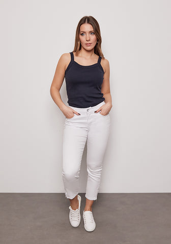 Kalisson  Ladies Jeans TIS 484 WHITE PANTS CANVAS 7/8 WITH ZIP DOWN