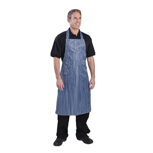 A580 Whites Waterproof Bib Apron Blue and White