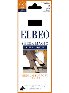Elbeo Sheer Magic 15 Denier Knee Highs (2 Pair Pack)