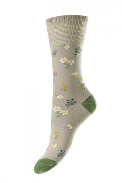 HJ Hall Women's Cotton Comfort Top Socks HJ531 Floral