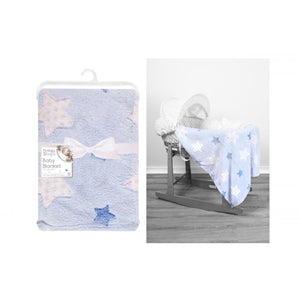 FIRST STEPS BABY BLANKET 75X100CM STARS DESIGN BLUE FS955