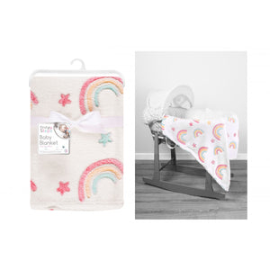 FIRST STEPS BABY BLANKET 75X100CM RAINBOW DESIGN FS957 WHITE