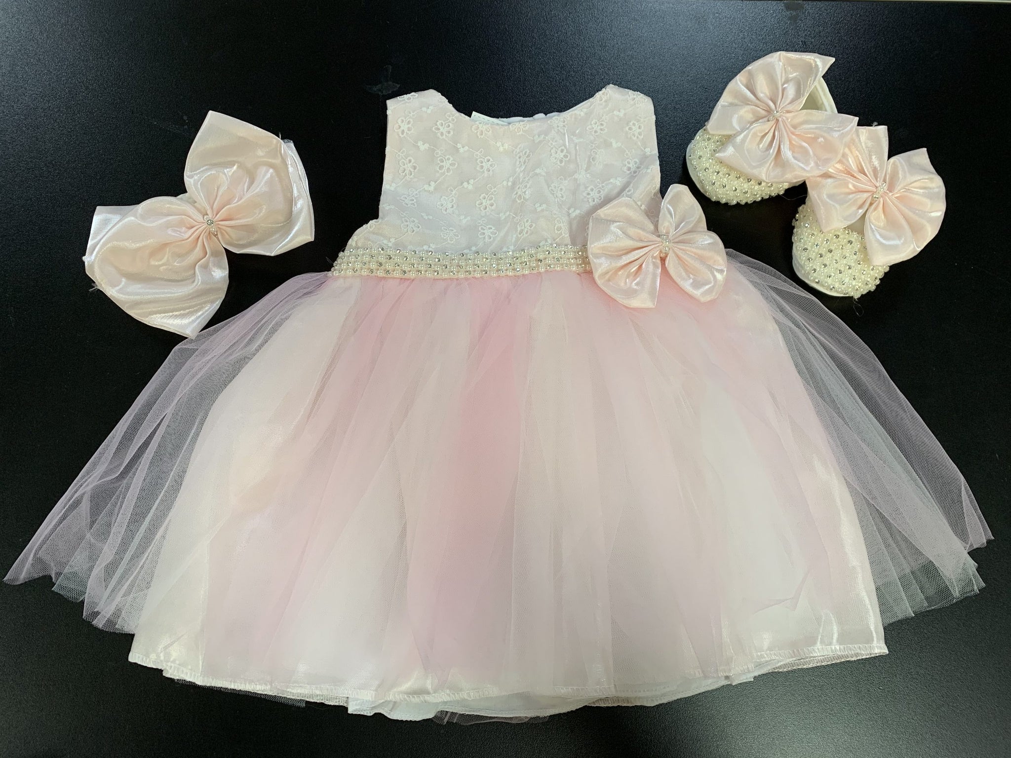 Visara Baby Girls Dress  with Headband & Shoes Pink
