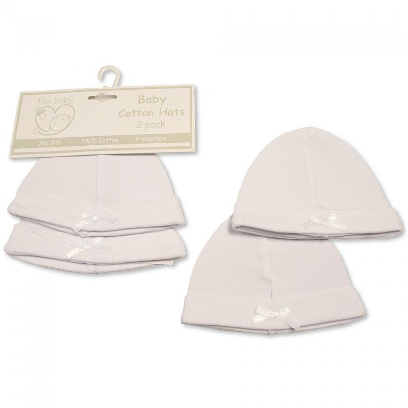 2 PACK PREMATURE BABY UNISEX HATS WITH BOW