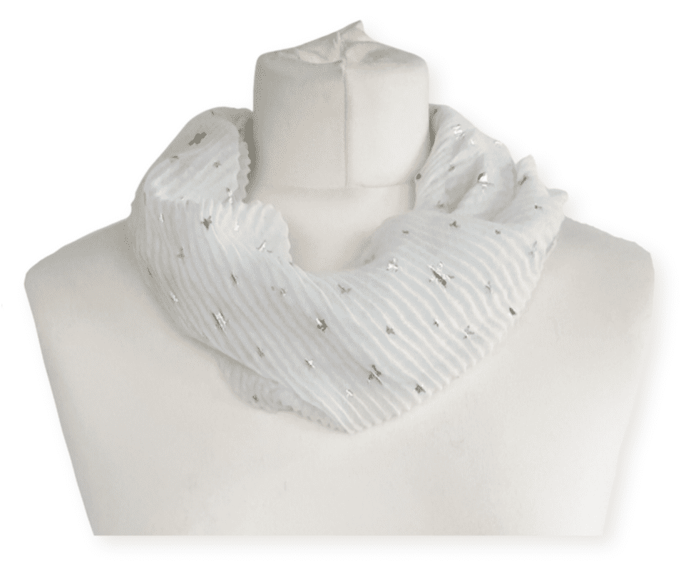 Silver Foil Star Print Magnetic Crinkle Scarf  3 ASST RC22108