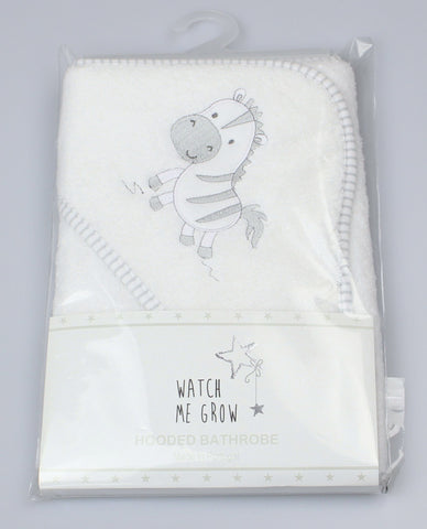Watch Me Grow Hooded Bath Towel Grey Zebra TWL/WF1661 White